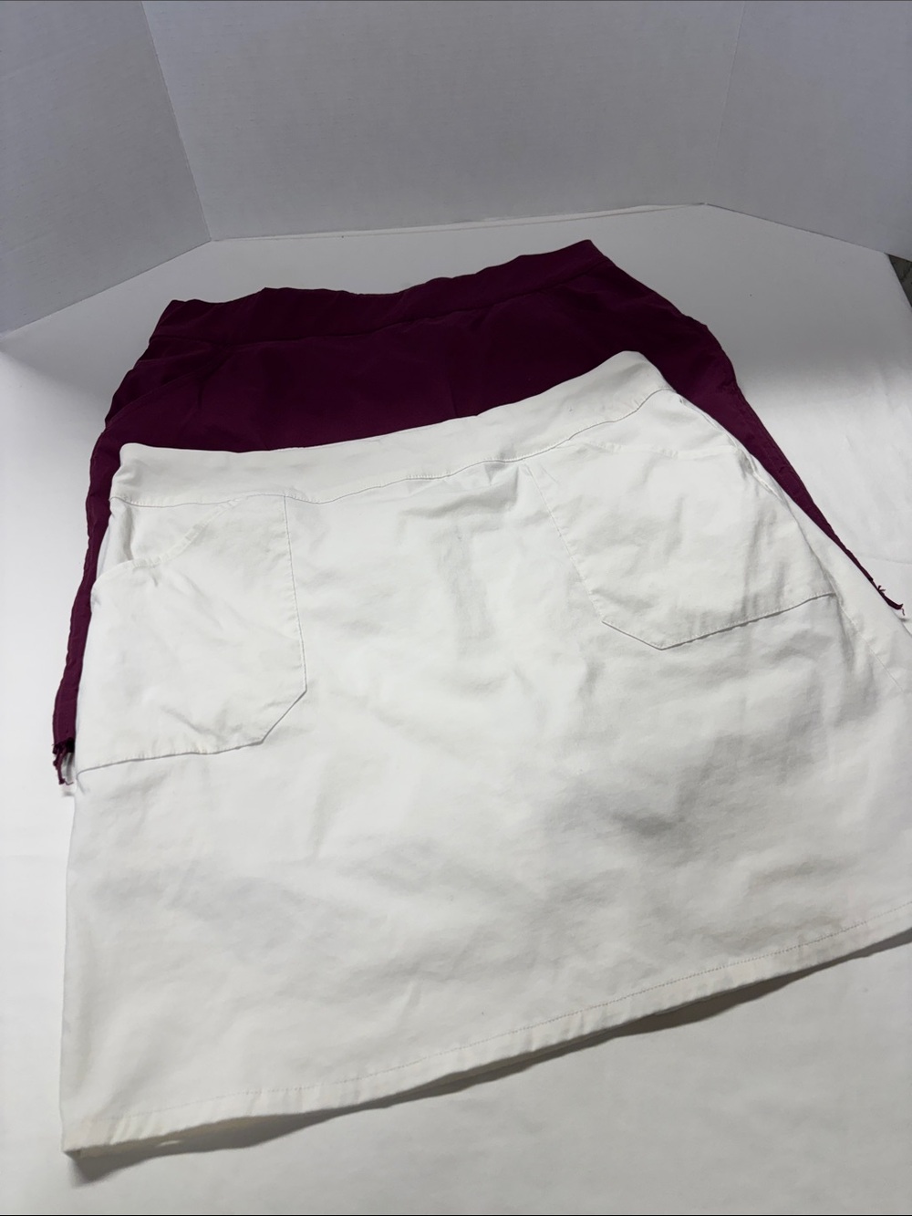 Lot of 2. Off-White and Plum Women's Skorts